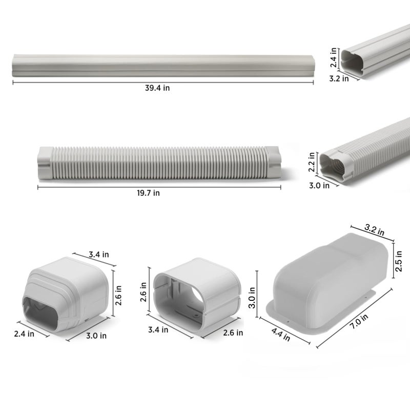 TURBRO 3â€™â€™ W Ã— 7.5â€™ L Decorative PVC Line Cover Kit for Mini Split and Central Air Conditioners, AC Heat Pumps Systems - Image 4